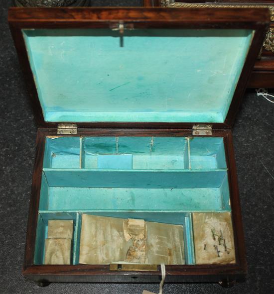 A Tunbridge ware rosewood butterfly mosaic box, 8.25in.